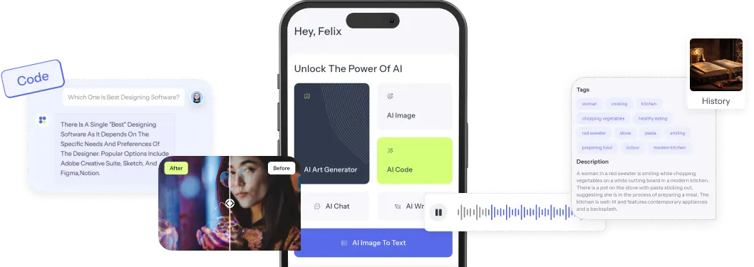 Features of AI Creator App | Vizion AI | Iqonic Design